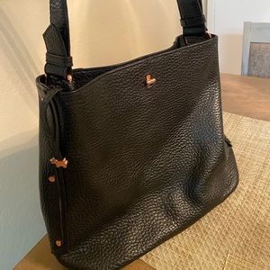 black leather bag